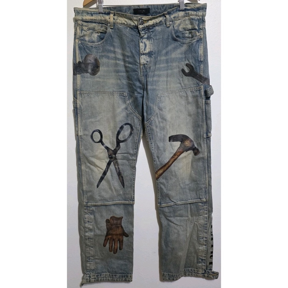 NEW Amiri Rhee Studio Carpenter Jeans Authenticโ Men 36x34 Print Tools